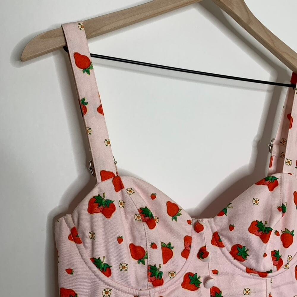 DollsKill Strawberry Shortcake Meadow Greeting Corset Top Strawberry Medium - Picture 9 of 11